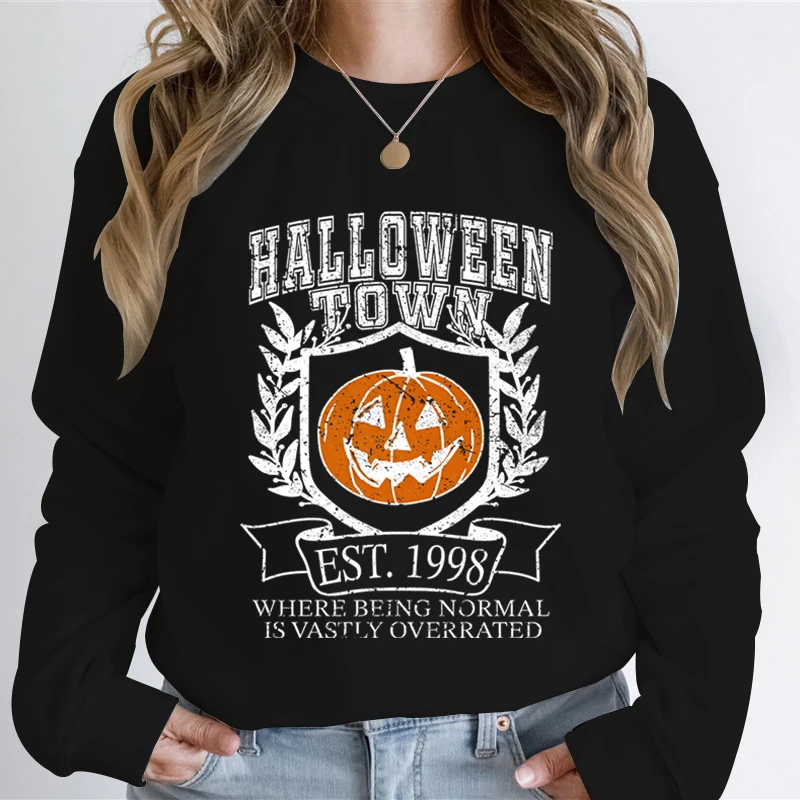 Halloween Town Essential Autumn Sweatshirt Women Pumpkin Halloween Vintage Style Hoodie Women Pumpkin Ghost Vintage Sweatshirts