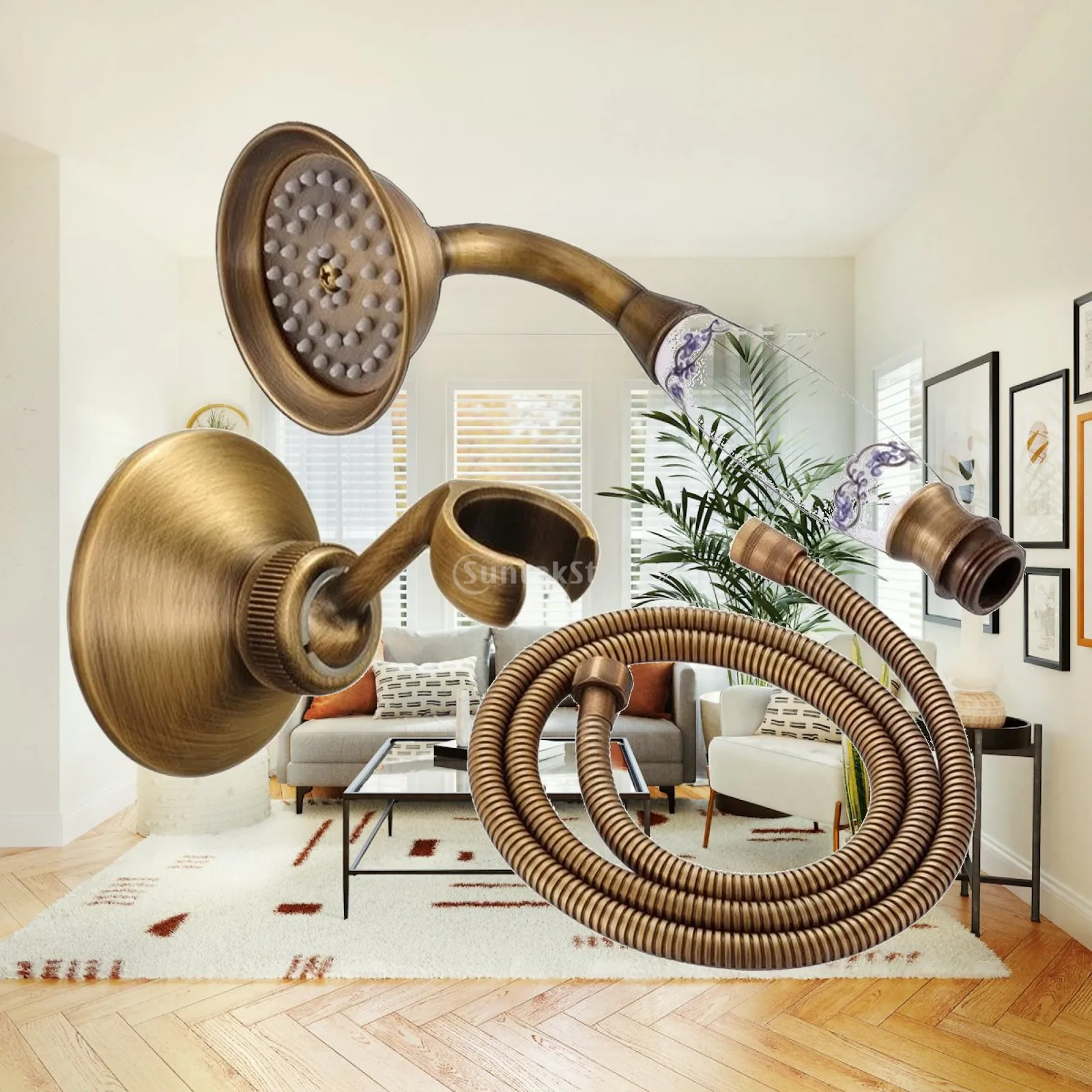 Vintage Toilet Bidet Sprayer Handheld Rinser Antique Bronze with Wall Mounted Holder Flexible Hose for Bathroom Kit