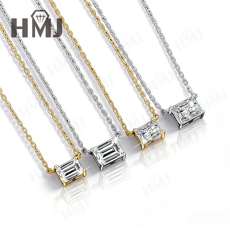 

Колье с муассанитом цвета D, 1-2 карата, огранка «Изумруд»/«Радиант», подвеска из серебра 925 пробы, изысканные ювелирные украшения, подарок на годовщину или свадьбу