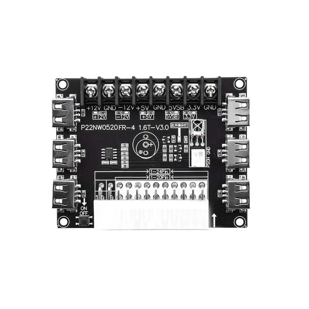 

24 Pins ATX Power Supply Breakout Board Adapter Power Connector USB Charging Desktop Chassis Power Supply