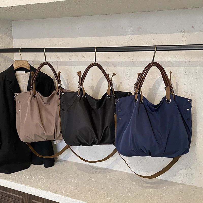 

2026 портативные дорожные водонепроницаемые прочные сумки на плечо, повседневные сумки для поездок на работу, оксфордские однотонные повседневные сумки на молнии большой вместительности