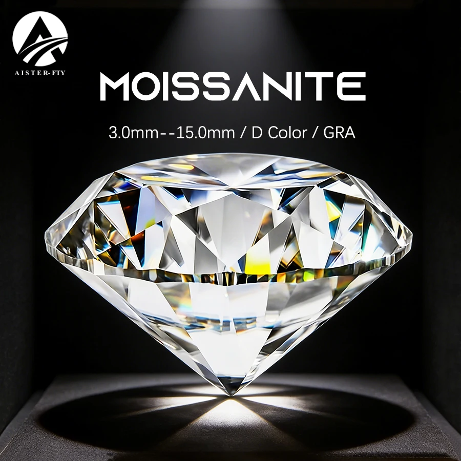 Super White Top D Color VVS1 Moissanita Loose Gemstones 6A 3EX Round Cut 0.1-5.0ct VVS1 Pass Diamond Tester with GRA Certificate