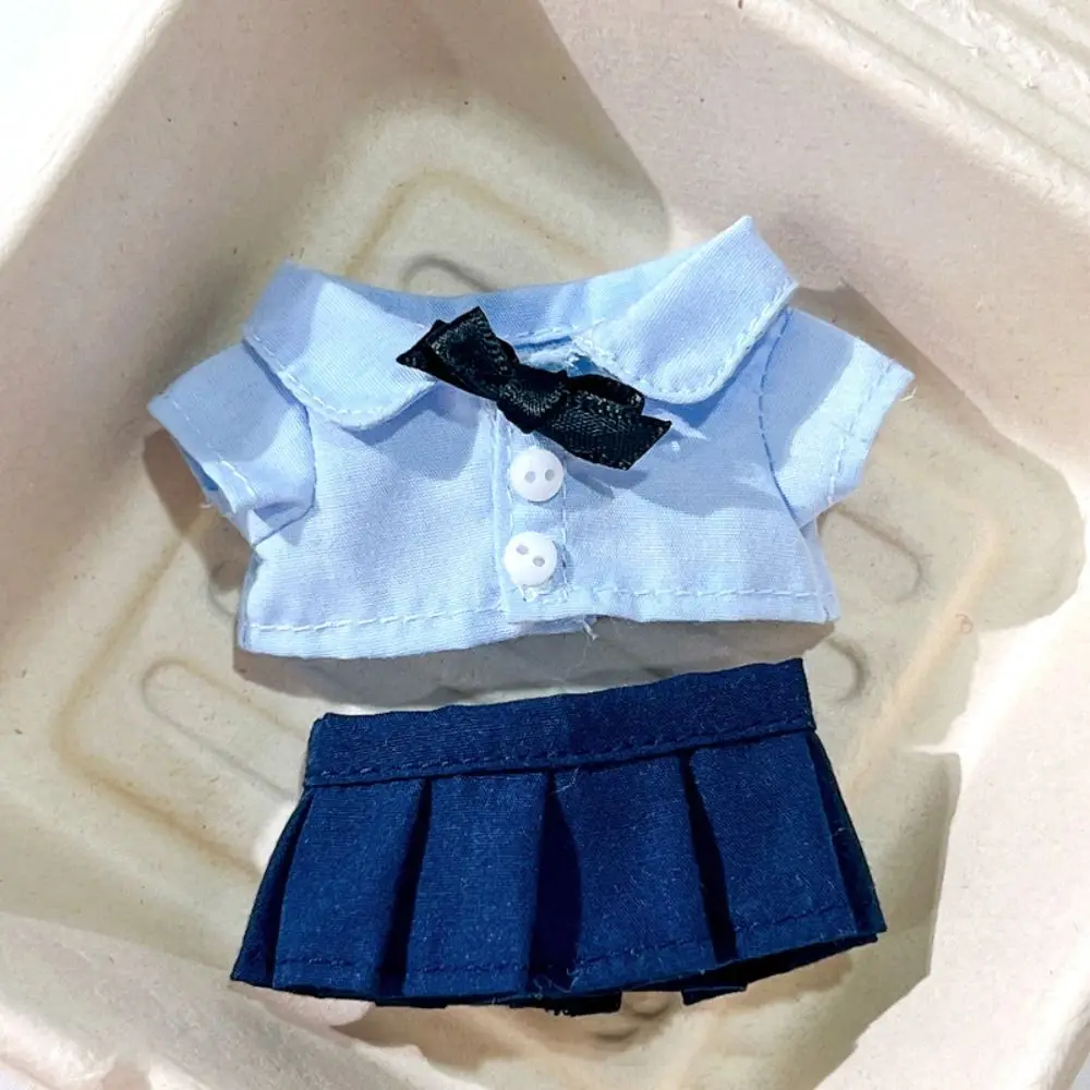 Camicia uniforme scolastica in miniatura blu morbido Bella bambola da 10 cm Vestiti JK Uniforme che cambia vestito Gioco Accessorio per bambola di pezza in cotone