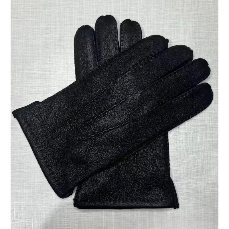 Processing Custom Men's Cross-border Hand-sewn Imitation Deerskin Gloves, Goatskin Wool Inner Winter Warm Gloves