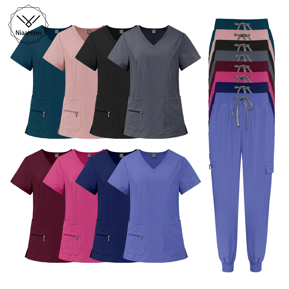 

New Surgical Uniforms Woman Nursing Sets Top + Pant Articles Clinical Beauty Salon Hospital Suit Medical Uniform Scrubs Workwear