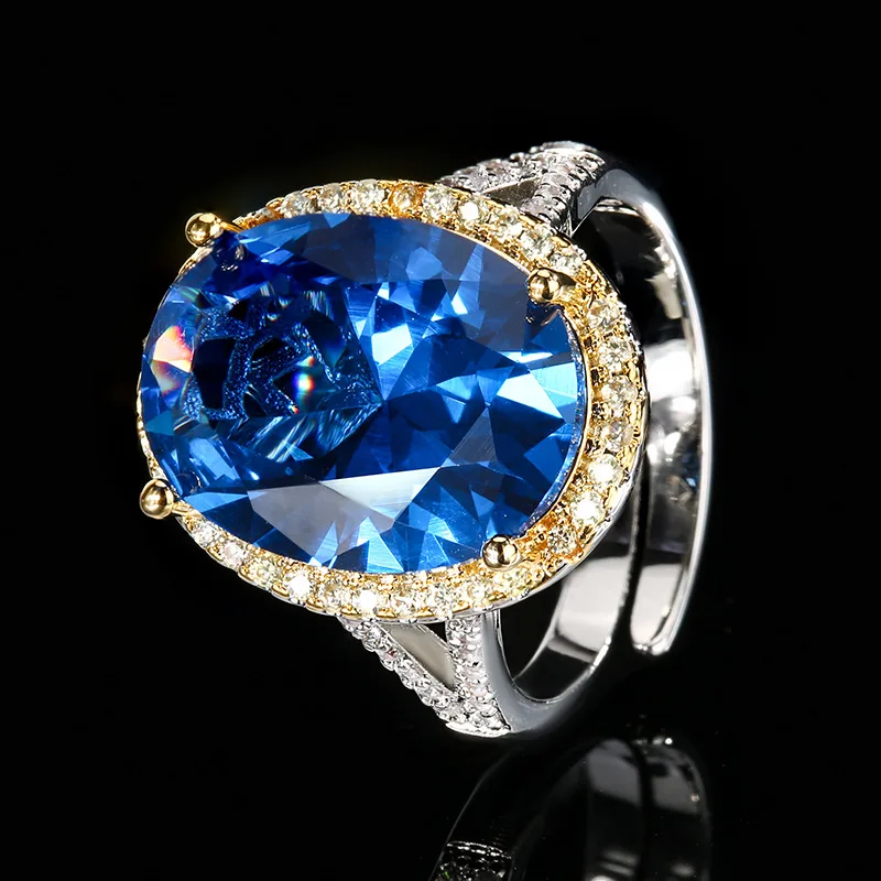 

New Gold-Plated Jewelry Blue Spinel Fashion Ring 12*16