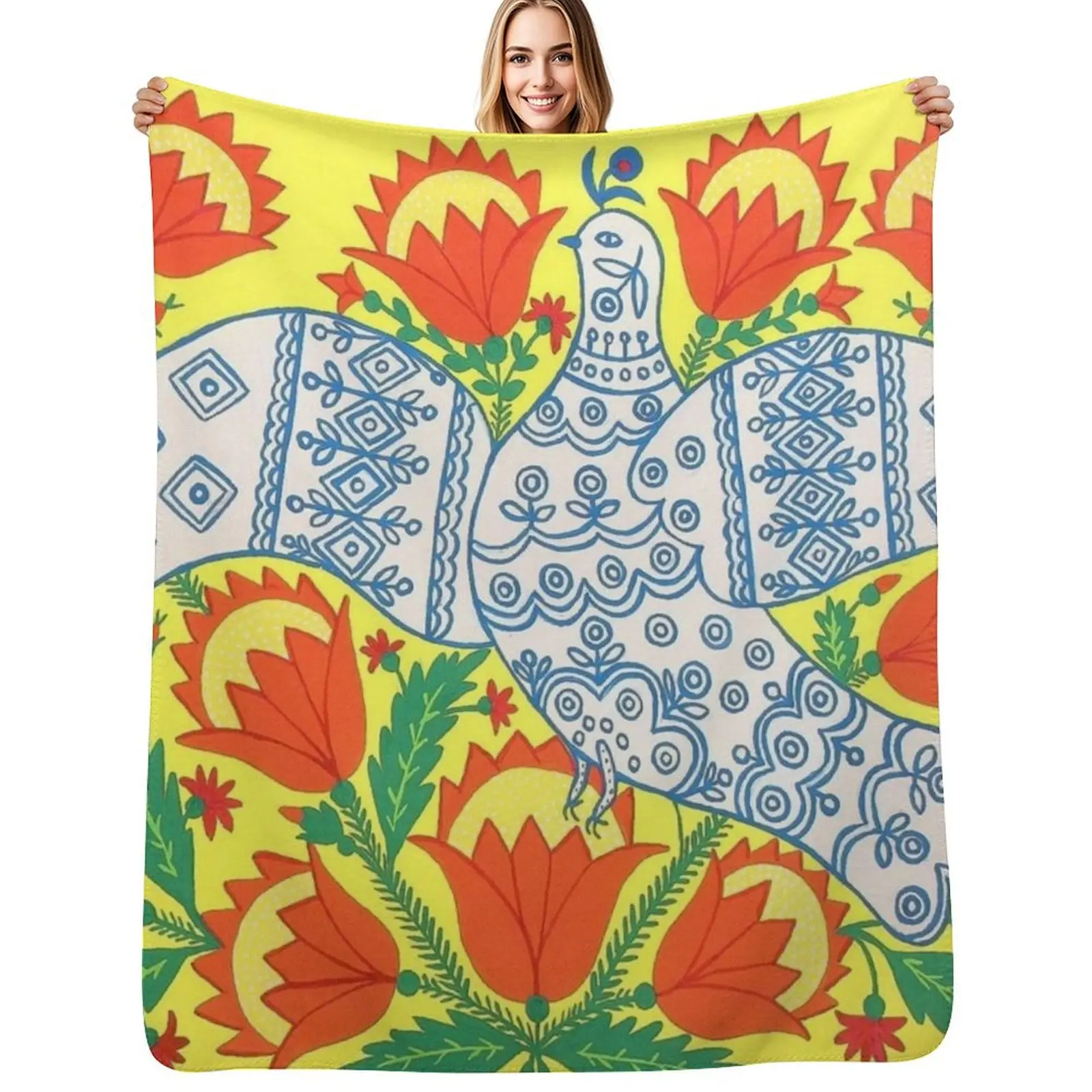 A Dove Has Spread Her Wings And Asks for Peace by Maria Prymachenko Throw Blanket Decorative Sofa Stuffeds Camping Blankets