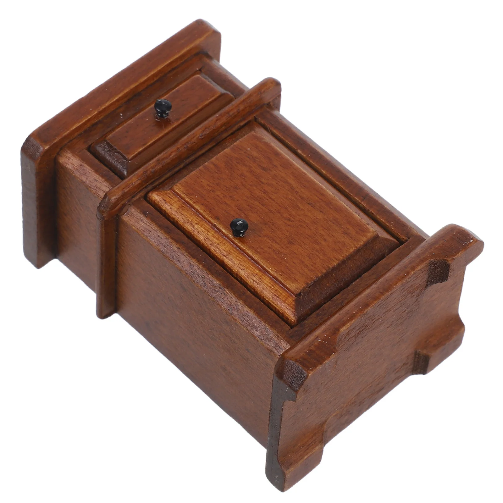 

Miniature Bedroom Furniture Wooden Nightstand Solid Wood Vintage Side Cabinet Small Bedside Table Dollhouse Bedroom Scene