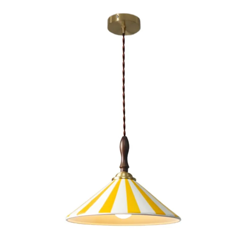 Ceramic fashion color matching restaurant chandelier, French cream style retro nostalgic stripe atmosphere cafe small chandelier