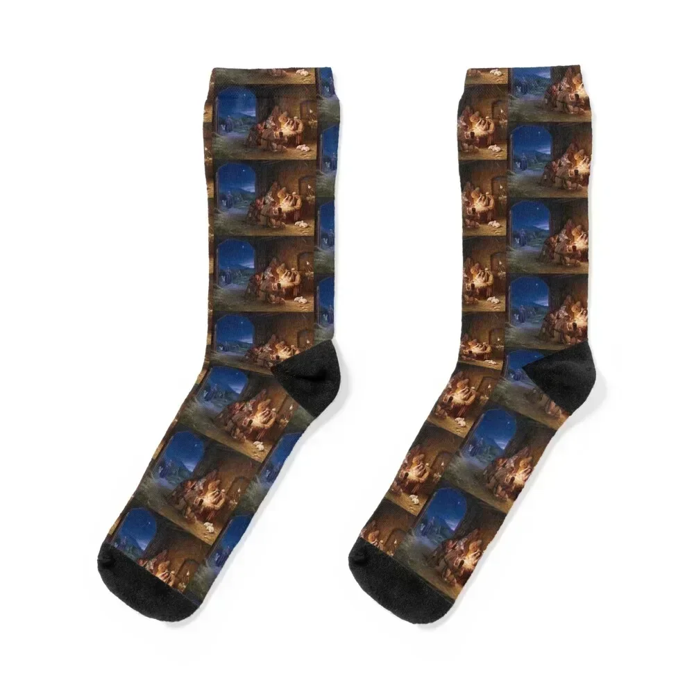 

Baby Jesus in the Manger Socks anti slip football designer christmass gift soccer anti-slip Socks Men's Women's