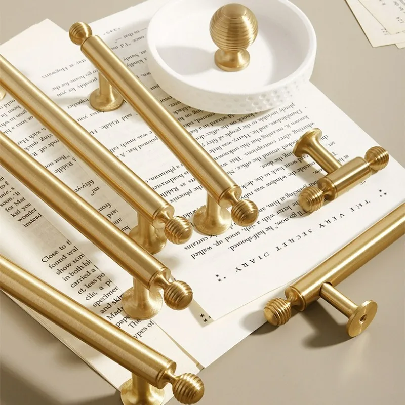 

French Brass Handle Shoe Cabinet Bookshelf Wardrobe Cabinet Round Ball Line Patterned Door Handle