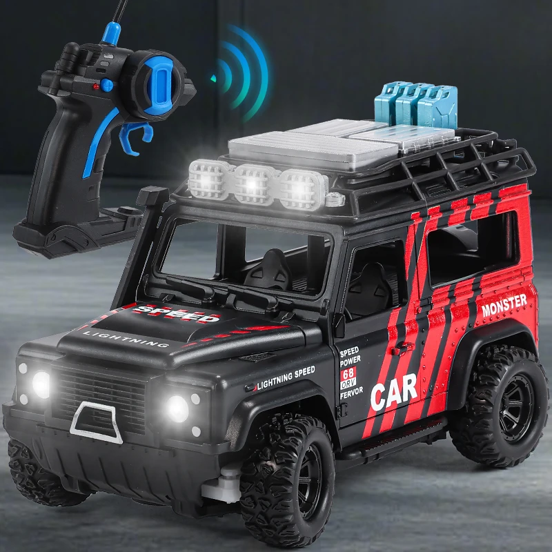 Four-Way Remote Control Off-Road Car, Doors and Hood Can Be Opened, Remote Control Car with Lights, Birthday Toy for Boys, Christmas Gift