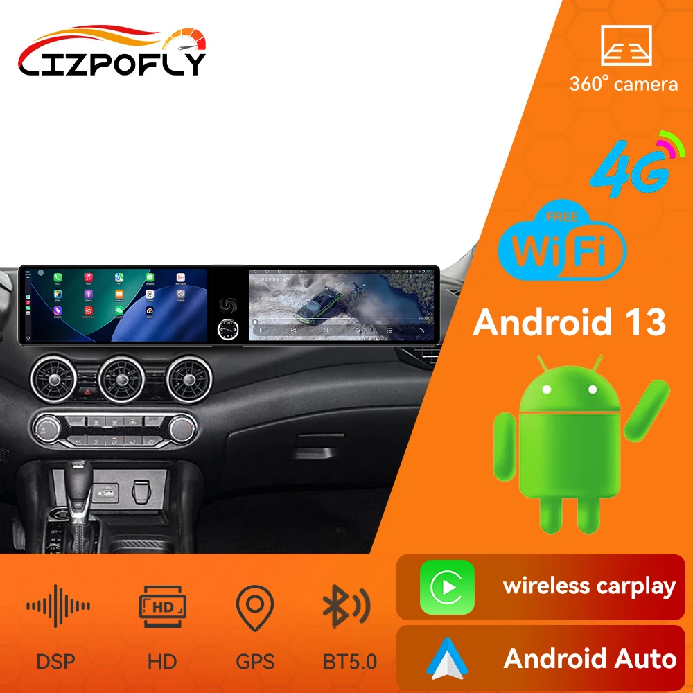 

Автомобильный радиоприемник с двойным 12,3-дюймовым экраном для Nissan Sylphy 2020-2022 CarPlay Android, мультимедийный видеоплеер, автомобильный GPS-навигатор, стерео 4G