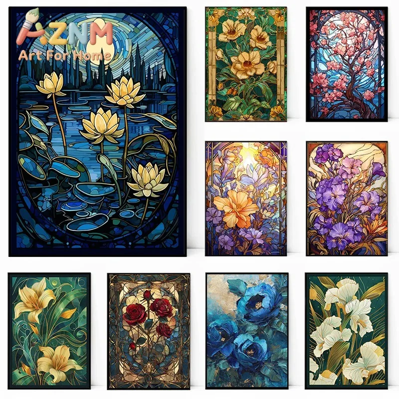 Watercolor Summer Garden flower Botanical Wall Art Trendy Colorful Nature Decor Canvas Poster Picture Living Room Home Access