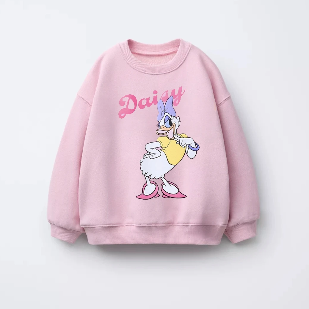 Sudadera de dibujos animados de Disney para niñas, Tops de manga larga, ropa de primavera y otoño, ropa bonita con estampado de Minnie para niños, Sudadera con capucha de cuello redondo