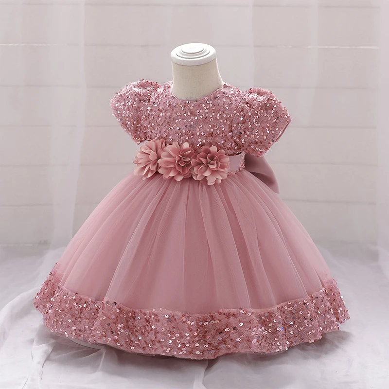 Summer Sequin Toddler Dress For Baby Girls Clothes Flower  Princess  Dresses Tutu Baptism Birthday  Party Gown 0-2Y