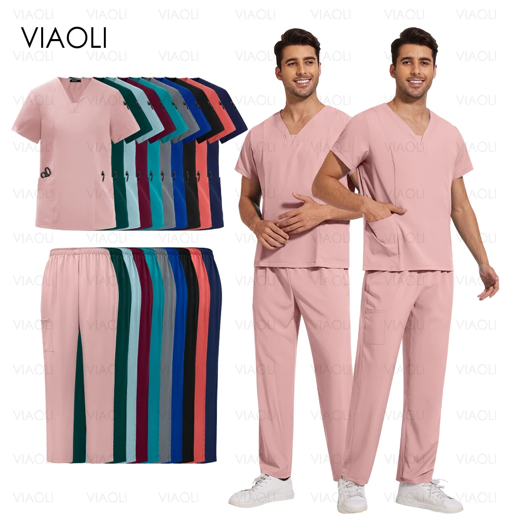 

Nurse Uniforms New Fashion Medical Surgical Uniforms Soft Breathable Straight Pants Set Woman Nursing Clinical Doctor Workwear