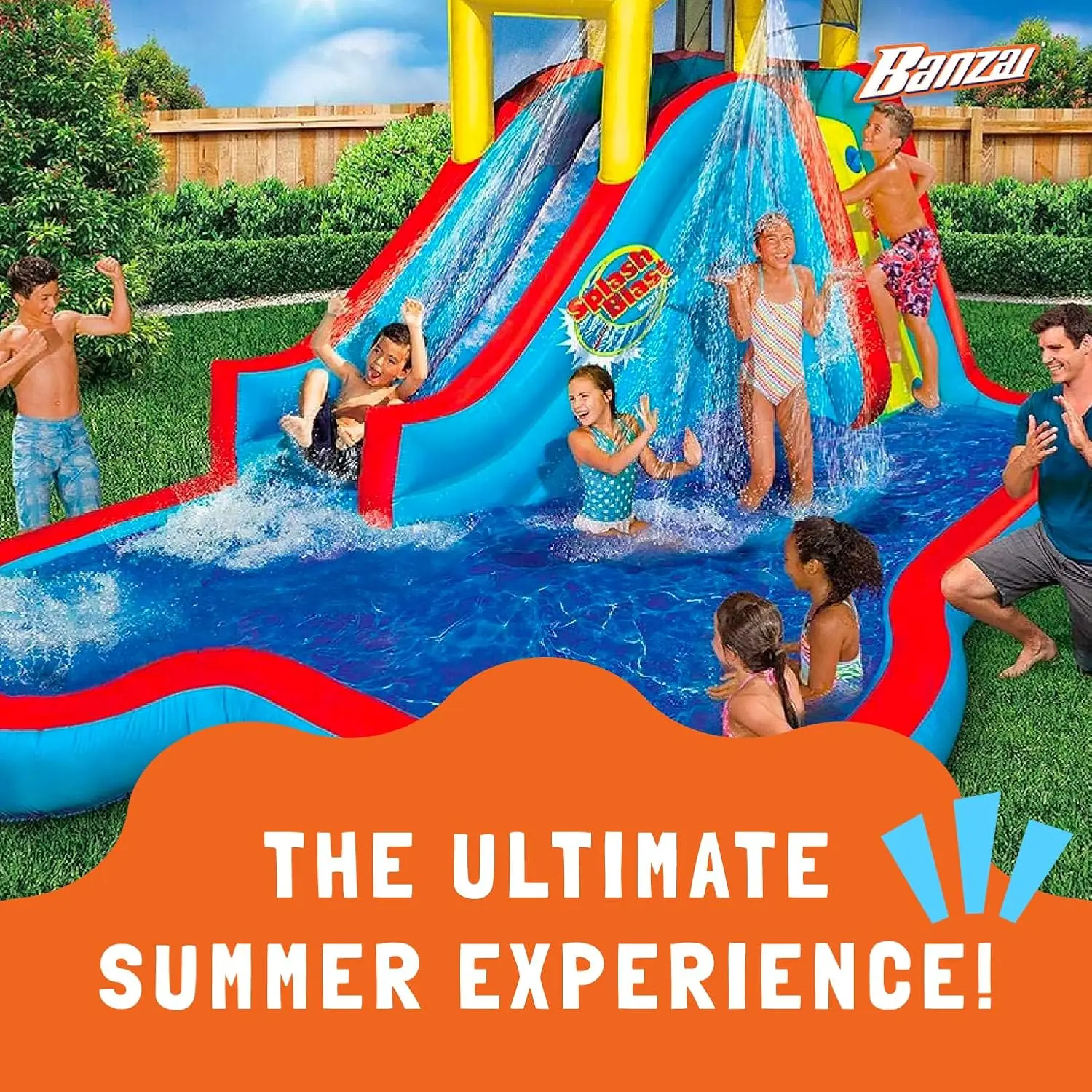 Aufblasbare Pool-Wasserrutsche, aufblasbares Spritzhaus im Hinterhof, Rutsche N' Soak