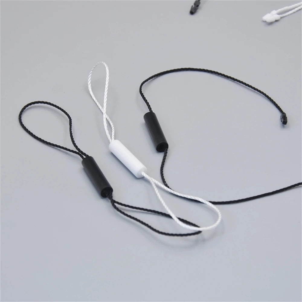 Seal Tag Cotton Strings Bullet Plug, Loop Lock Cord Fastener Plastic Buckle Head Snap Rope Thread Hang Price Tags Bags Clothes