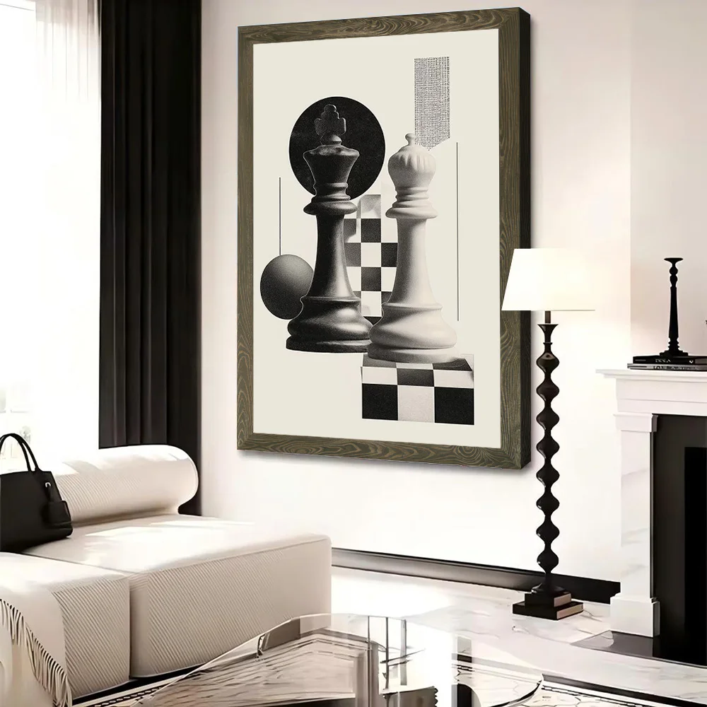 Chess Kings and Queen Abstract Printed Canvas Wall Art Customizable Paintings Poster Perfect Gift for Aesthetic Decoration Room view 4