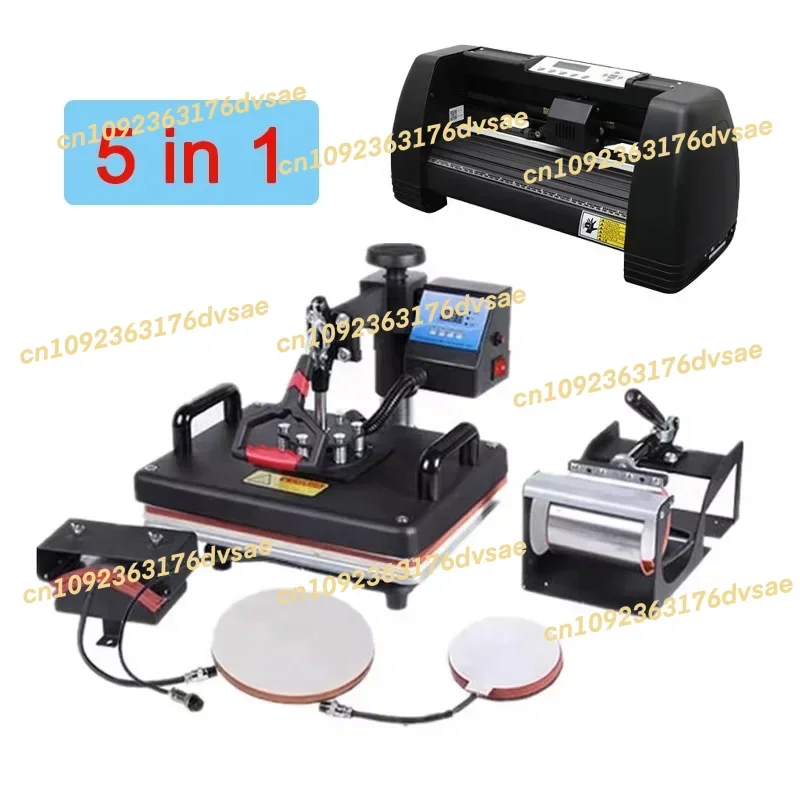 NUEVA máquina combinada de sublimación 5 en 1 de prensado en caliente para camisetas con trazador de corte de 365 mm
