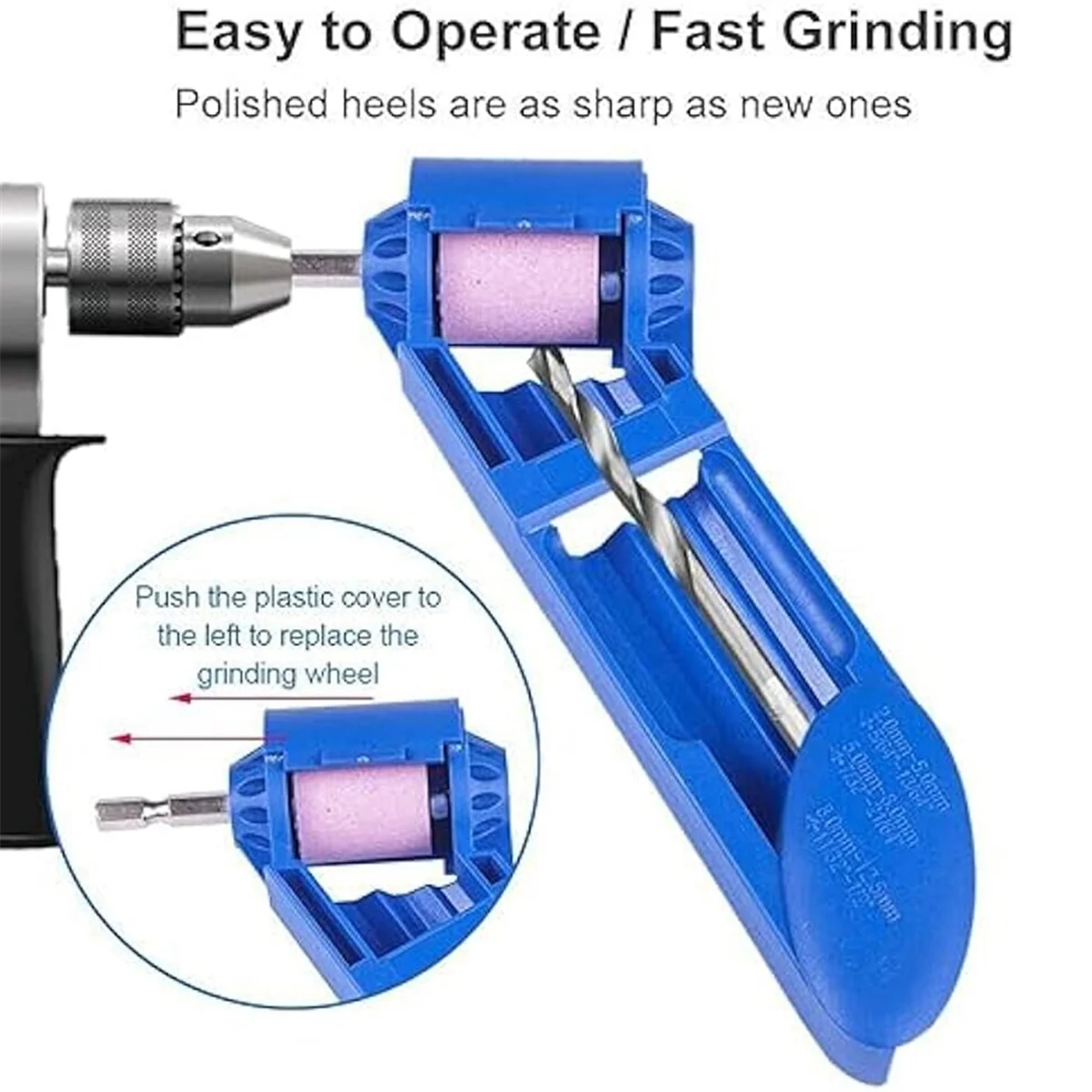 Portable Drill Bit Sharpener with Grinding Wheel Sharpening Drill Bit Tool for Metal Iron Drill Polishing Drill GrinderT98C