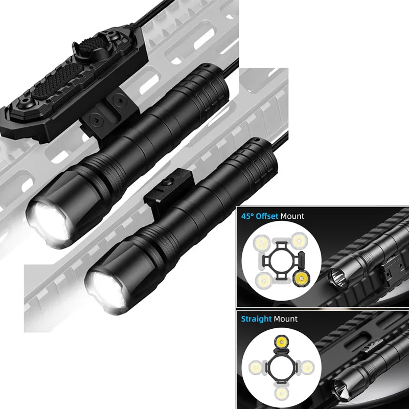 

Tactical Rifle Light 1800 Lumens Picatinny M-Lok Rail Rechargeable Gun Flashlight Strobe Mode for Home Defence Hunting Sfd115