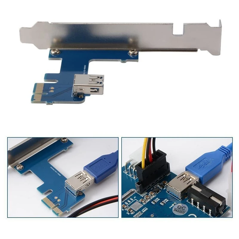 Adaptateur Riser PCI-E 1X à 4 ports 1X USB 3.0, câble multiplicateur HUB GPU, pour BTC Ethereum Mining