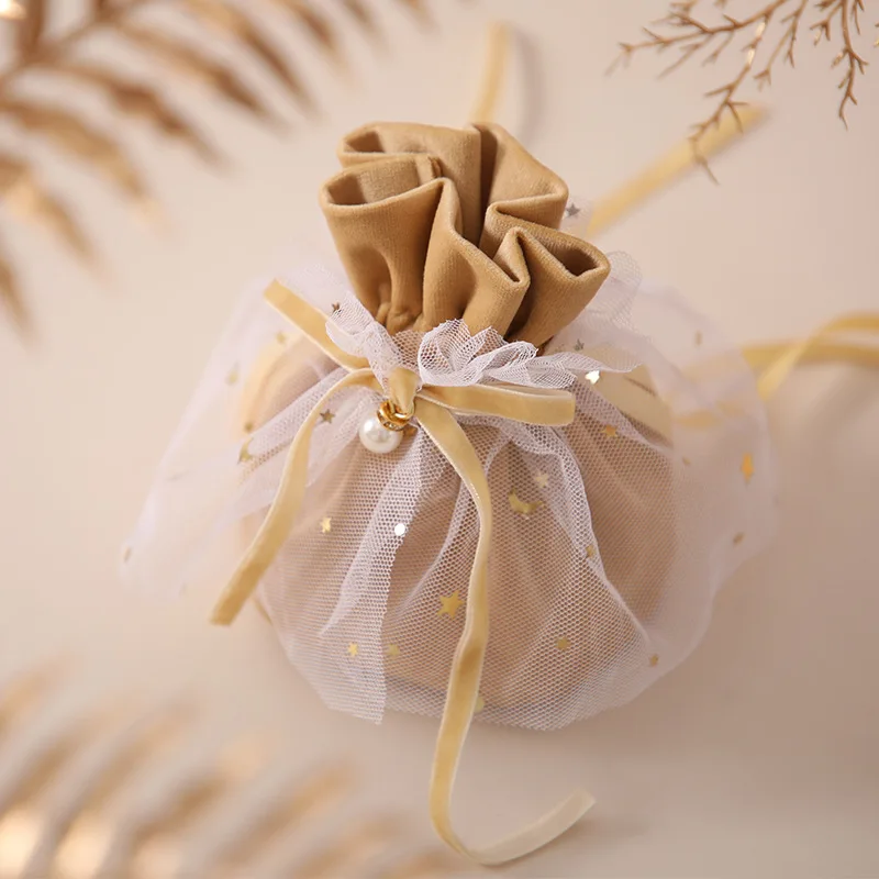 Thick Candies Velvets Drawstring Bag Stylish Candys Wrapping Present Bags Lightweight Souvenirs Bags for Valentines wedding