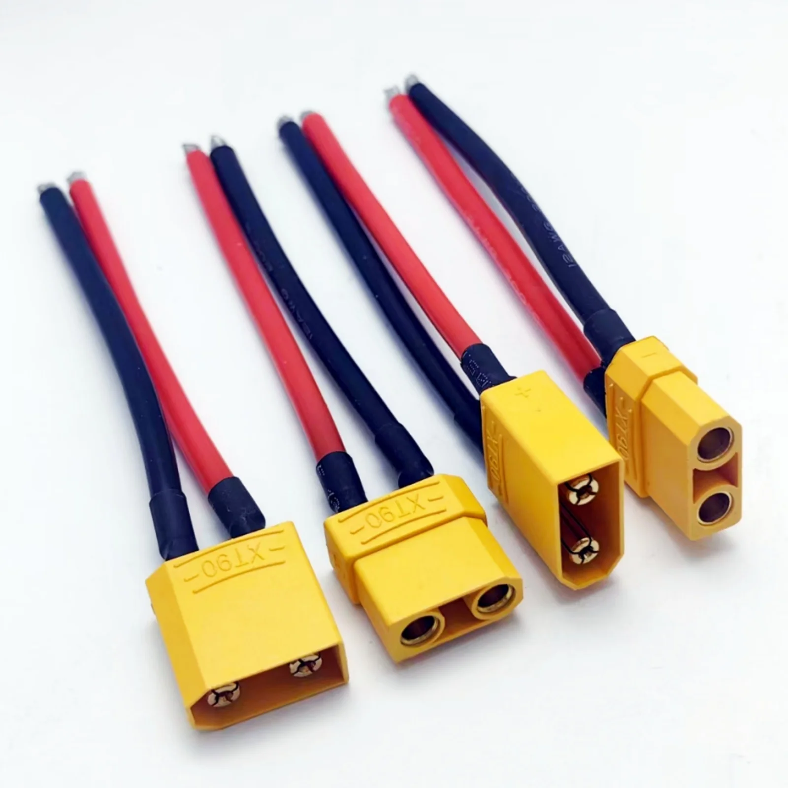 2Pcs XT90 Male/Female Plug Connector with 12AWG 10cm Silicone Cable for RC LiPo Battery Motor