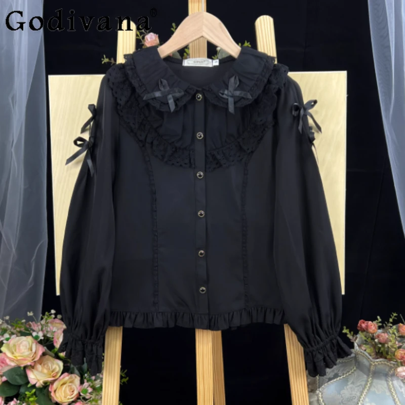 

Japanese Original Lolita Inner Wear Spring and Autumn New Sweet Heavy Craft Doll Collar Long Sleeve Shirt
