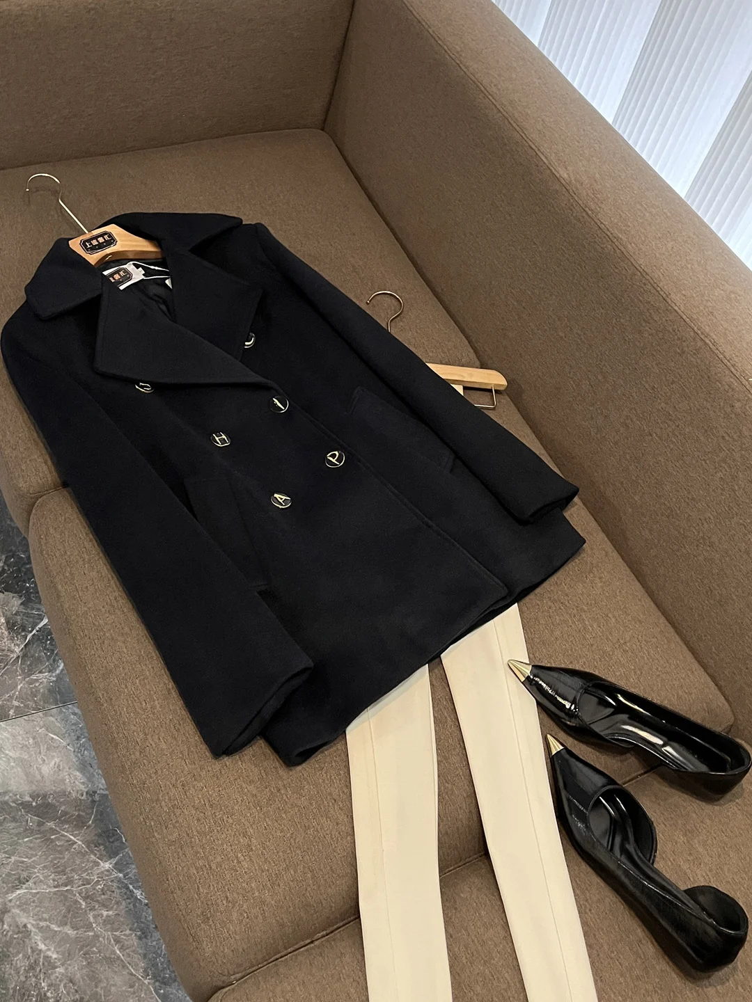 Ele Woolen Suit Coat Women's Loose Straight Cut Windbreaker Versatile Autumn Winter New Sle Faionable Busin Lady