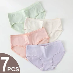 7PCS/Set Women Cotton Panties Middle Waist Sexy Briefs Solid Color Lingerie Female Underwear Ladies Intimate Underpants Panties