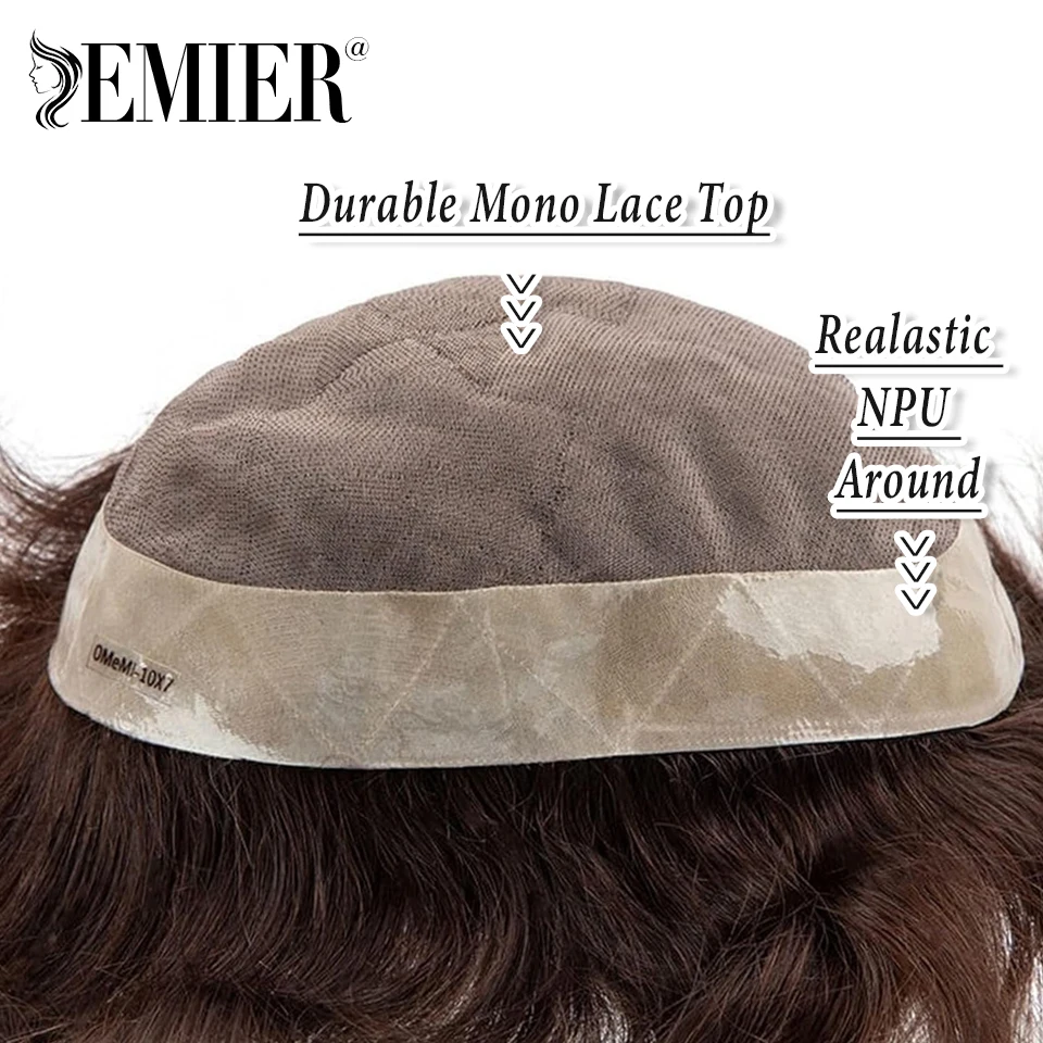 Toupee For Men Mono Men's Wig 130% Density Human Hair Durable Male Hair Prosthesis Toupee Men 6