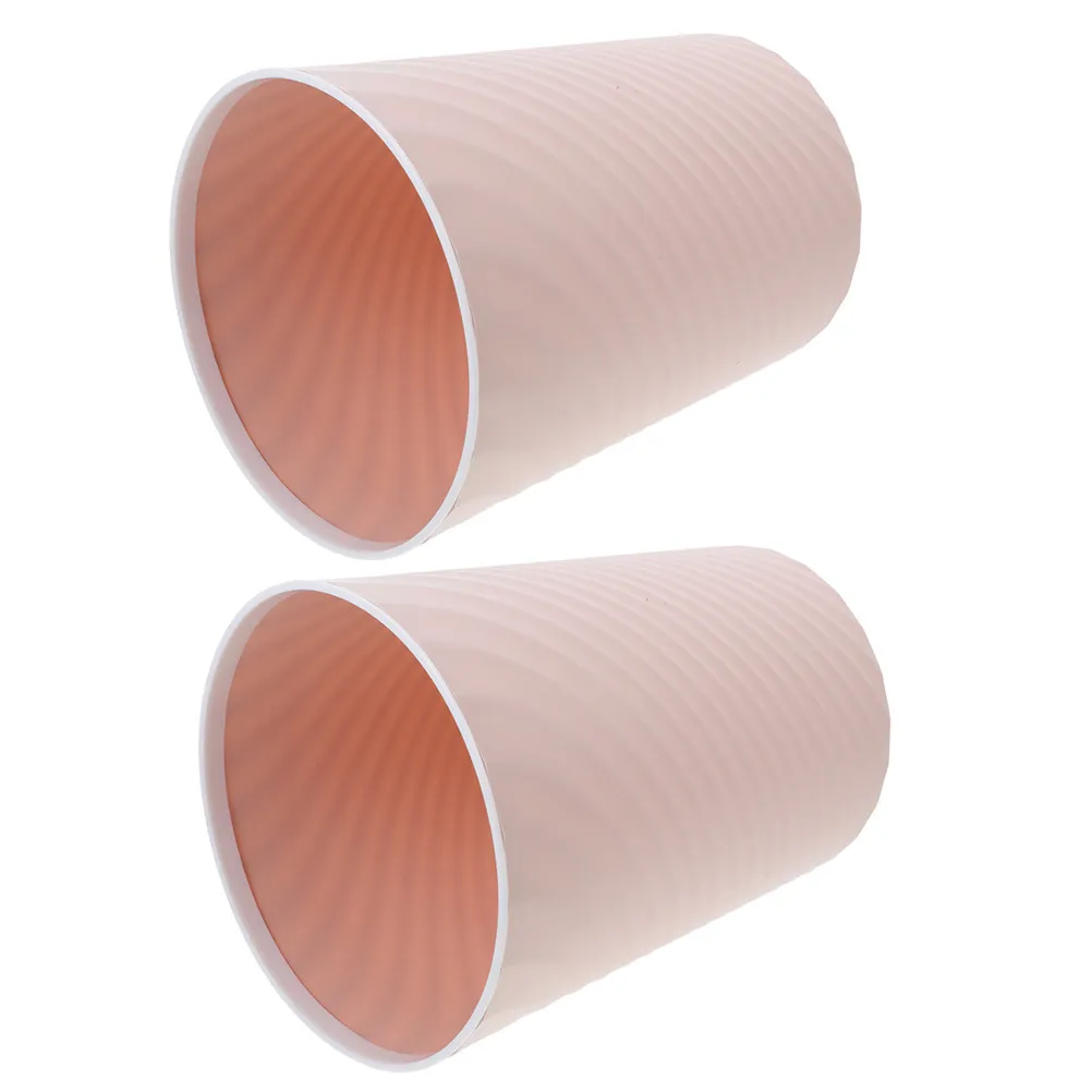 

2Pcs Open Top Trash Bin Small Plastic Wastebasket Ribbed Design for Bathroom Office Bedroom Living Room Kitchen Garbage