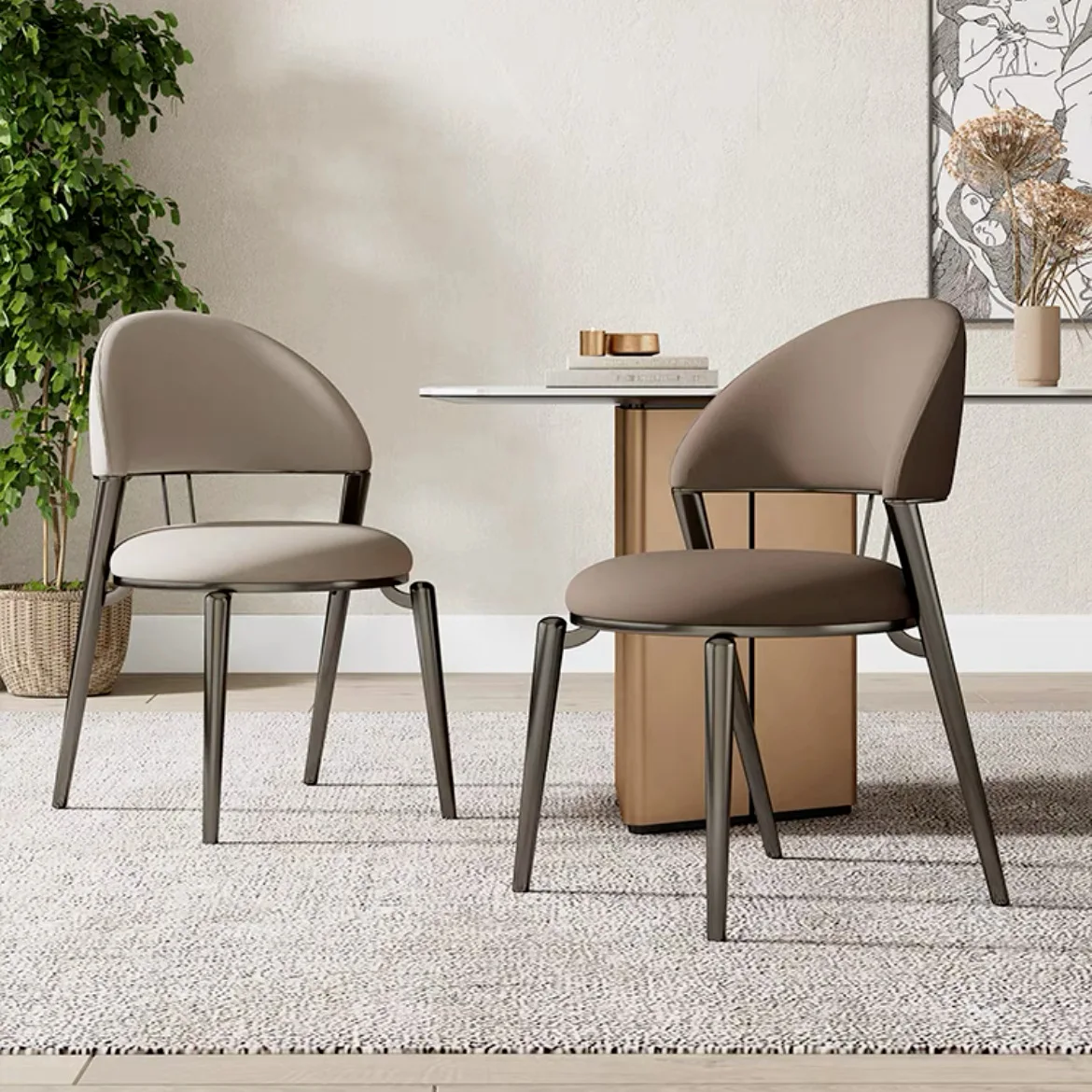 ro-Italian Home Modern Simple Chair Backrest Dining Reception Negotiation Chair Light Luxury Restaurant Hotel Soft Package-