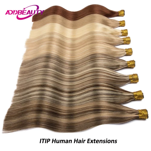 Extensiones de cabello humano ITIP para mujeres, extensión de cabello de queratina con cápsula recta con punta I, 50 hebras, cabello humano de fusión rubia Natural