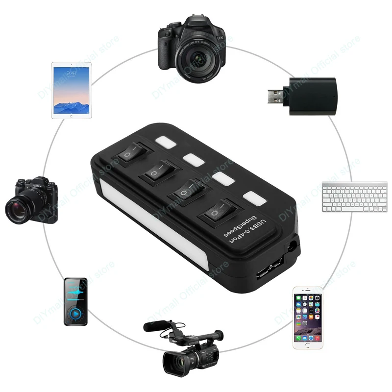 USB 3.0 HUB 4 7 Port High Speed 5Gbps Multi Splitter On Off Switch Power Adapter for MacBook Pro Air Laptop PC Accessories