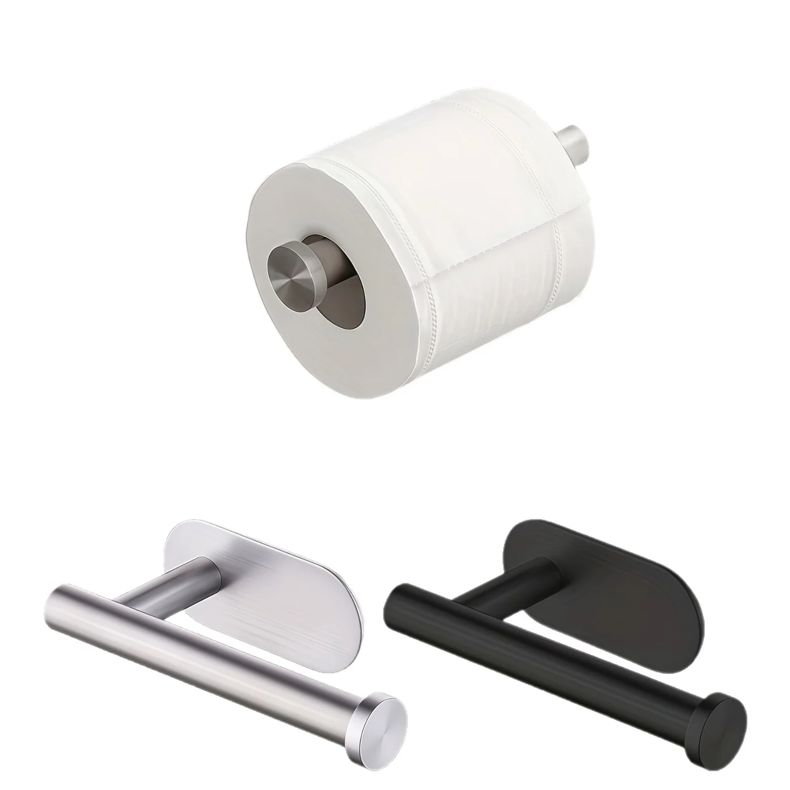 Self Adhesive Toilet Paper Holder Gold Stainless Steel Wall Mount No Punching Tissue Towel Roll Dispenser Bathroom Paper Hooks