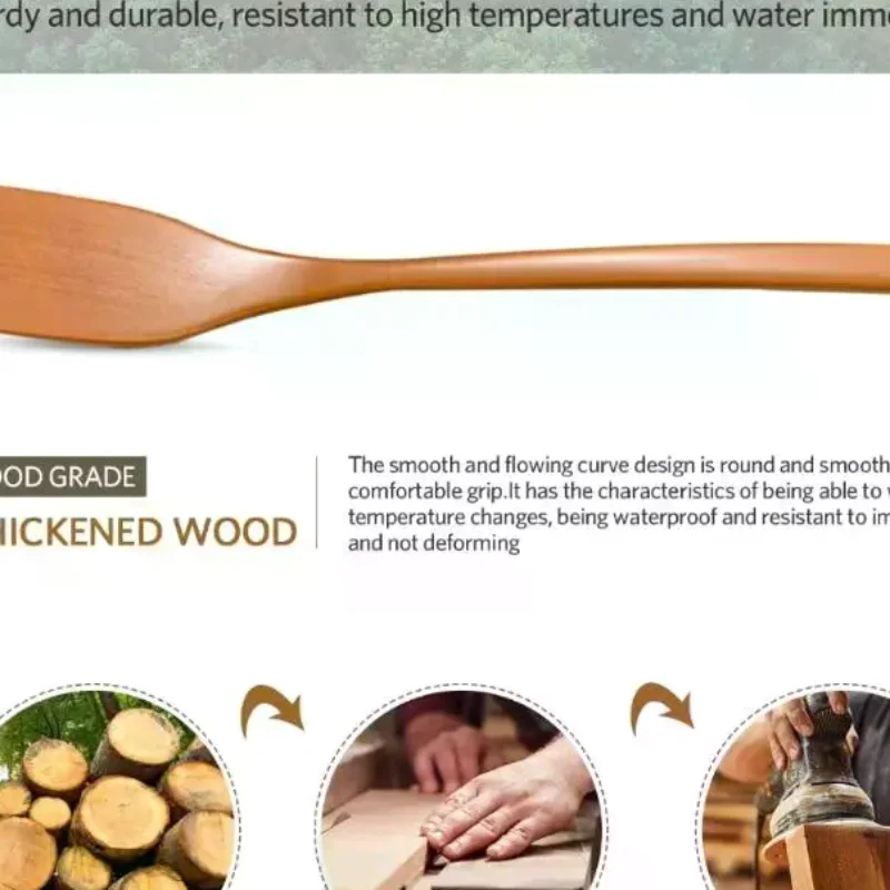 Handcrafted Wooden Rice Ladle Smooth Edge Non-scratch Soup Spoon Kitchen Cooking Tool for Home Catering Use