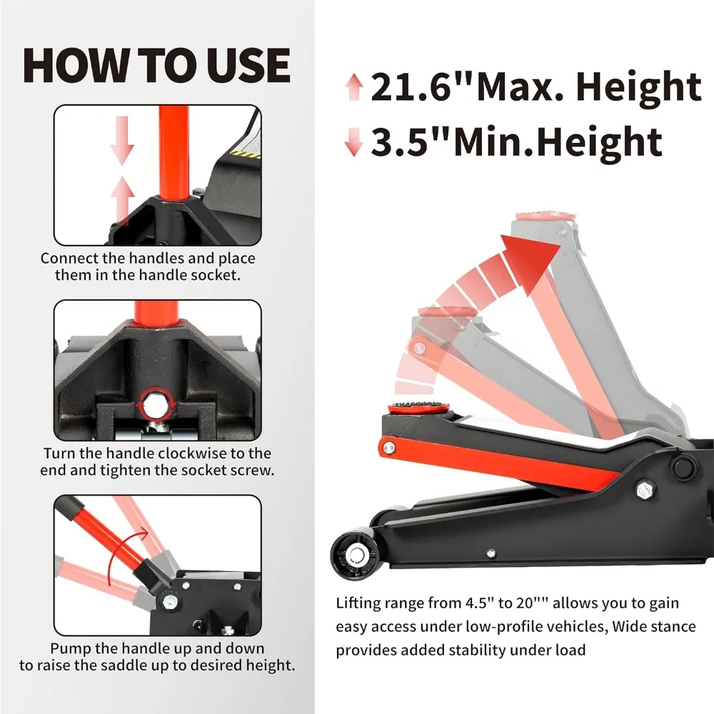 5 ألوان (11000 رطل) مقبس أرضي فولاذي هيدروليكي فائق التحمل مع مضخة رفع سريعة بيستونز مزدوجة