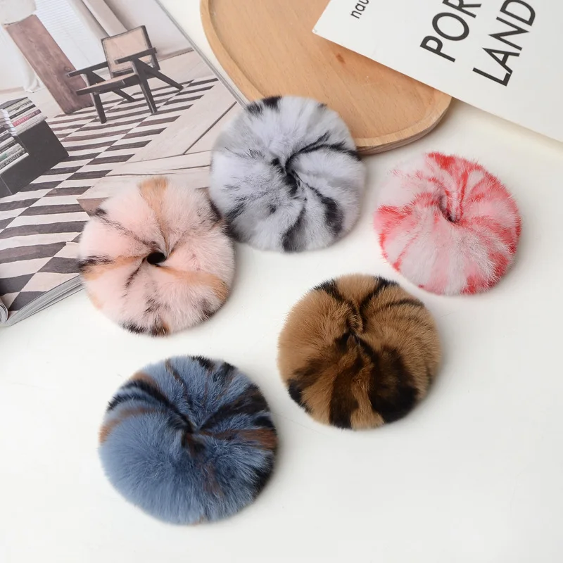 Korean Real Rex Rabbit Hair Hair Band Cute Ponytail Head Rope Internet Celebrity French Vintage Headwear Autumn and Winter