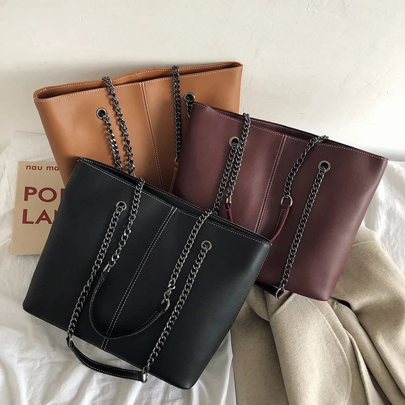 Women Casual Hand Bags Ladies Chain Design Handbags High Quality PU Leather Shoulder Bag Large Capacity Tote Bag for Women 2021