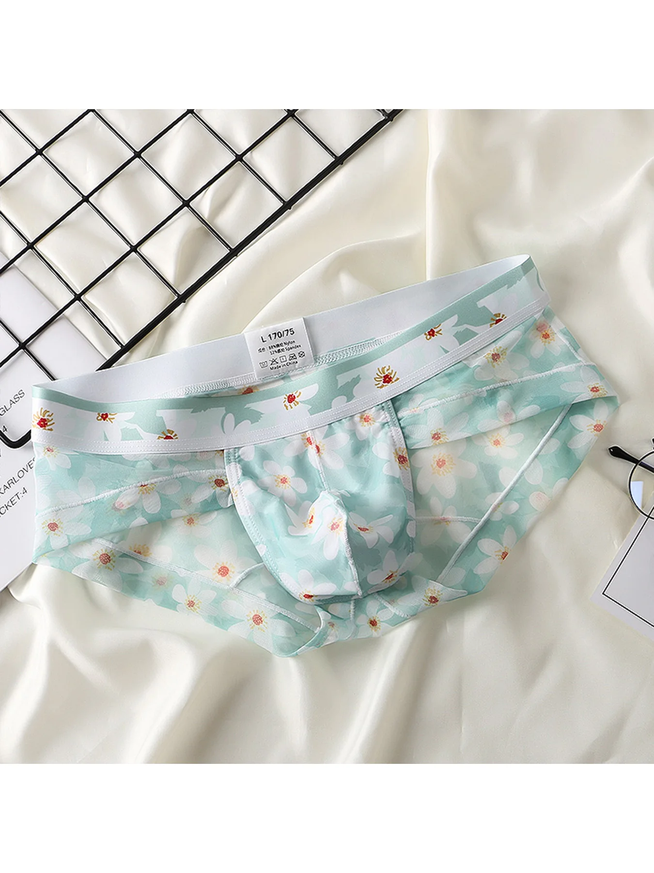 

Sexy Mesh Boxer Men Underwear See Through Transparent Shorts Male Print Panties Plus Size Underpants U Convex Lingerie