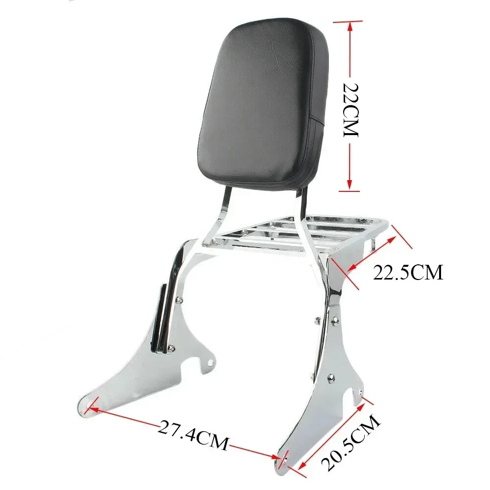 Motorcycle Sissy Bar Backrest Luggage Rack For Kawasaki Vulcan VN400 VN800 1995 - 2012