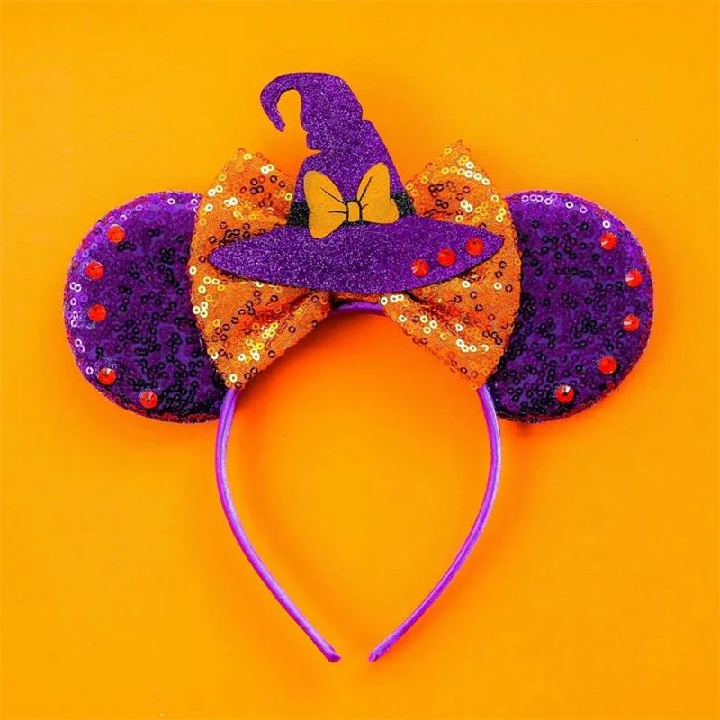 Disney Halloween Stirnbänder Frauen Ostern Haar Zubehör Mädchen Pailletten Bogen Geist Haarbänder Kinder Skelett Kopfbedeckung Karneval Geschenke