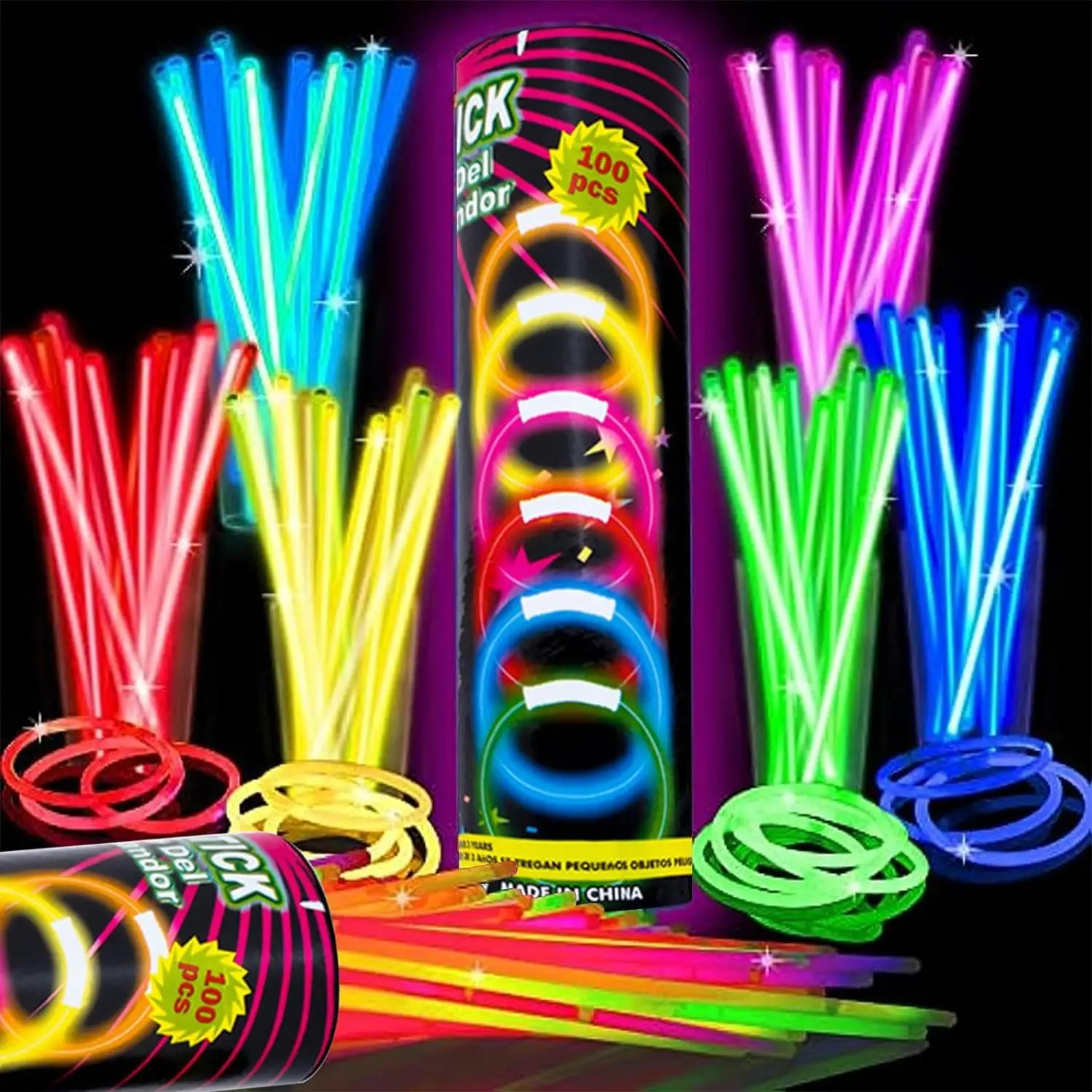 100pcs night glow party supplies with connectors, children\'s or adult party glow necklaces and bracelets