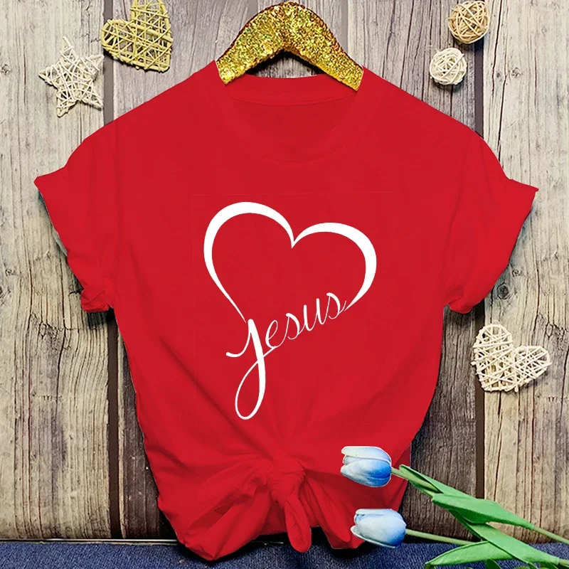 Nieuwe Hot Christendom Jezus Liefde Print T-shirts Vrouwen Zomer Casual T-shirts O Hals Korte Mouwen T-shirts Mode Shirts tee