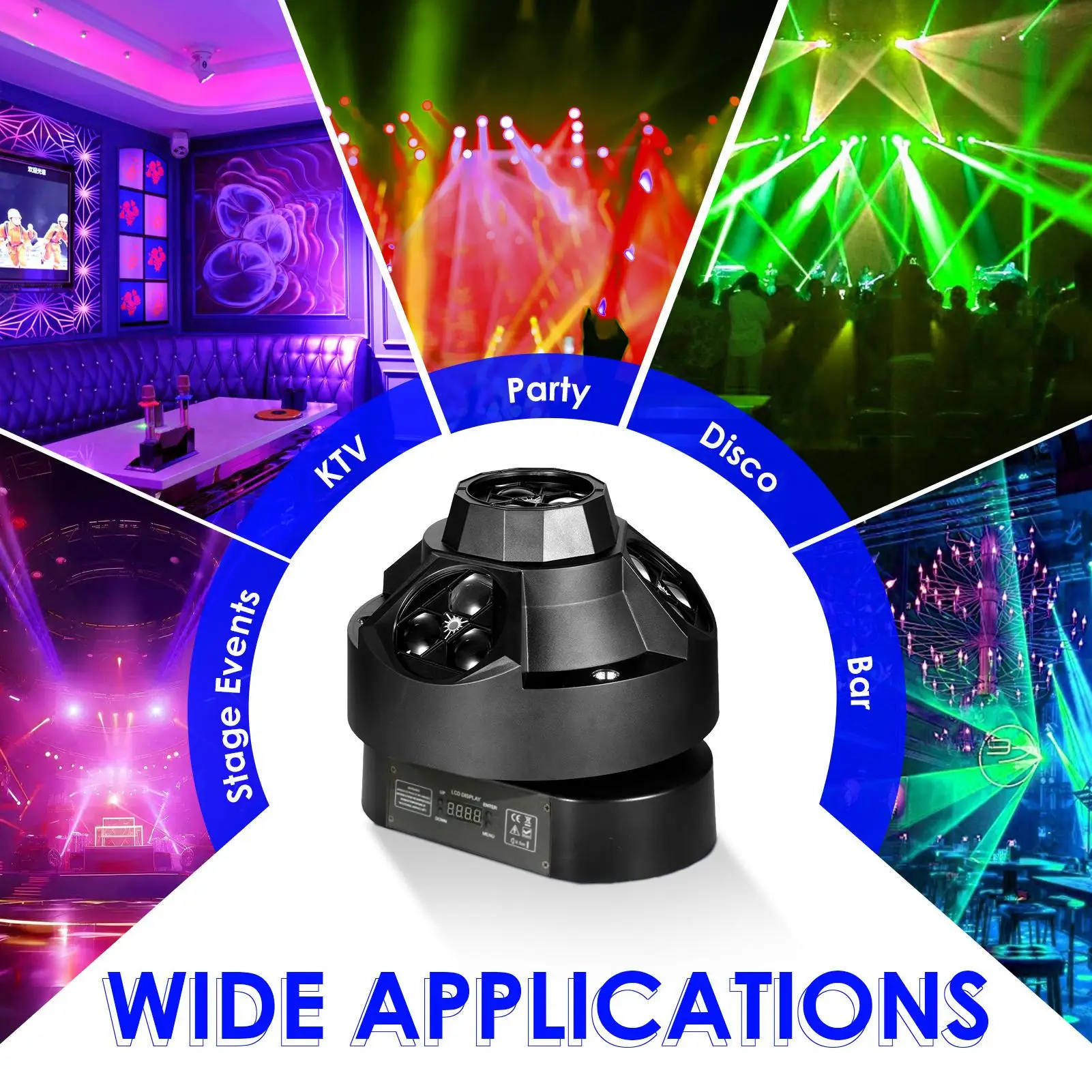 Luces con cabezales móviles para Dj, luces LED Rgbw 4 en 1 para palos con soporte, foco brillante para fiestas de salones de baile de hoteles