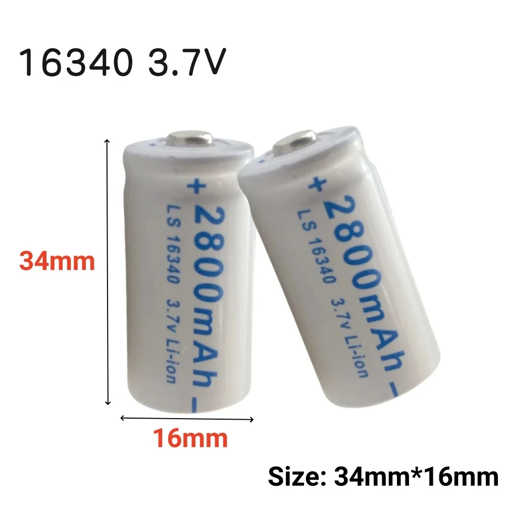 NEW CR123A RCR 123 ICR 16340 Battery 2800mAh 3.7V Safety Camera Rechargeable Battery Lithium Ion L70 Plus Charger